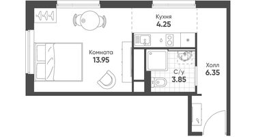 Студия, 28 м²