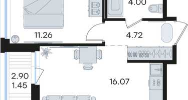 1-к. квартира, 37 м²
