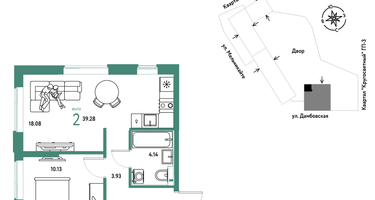 2-к. квартира, 39 м²