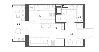 Студия, 23&nbsp;м²