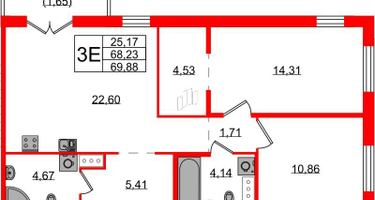 2-к. квартира, 69&nbsp;м²