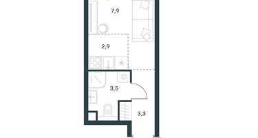 Студия, 17&nbsp;м²