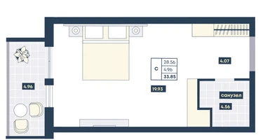 Студия, 33&nbsp;м²