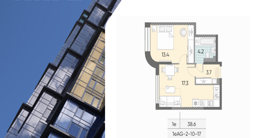 1-к. квартира, 38 м²