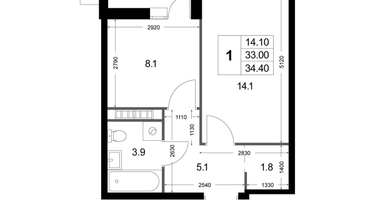 1-к. квартира, 32 м²