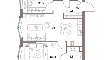 3-к. квартира, 63 м²