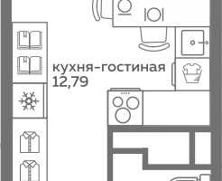 Студия, 19 м²