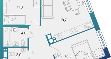 2-к. квартира, 57&nbsp;м²