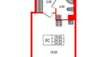 Студия, 24&nbsp;м²