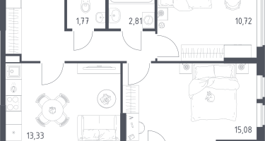 2-к. квартира, 53&nbsp;м²