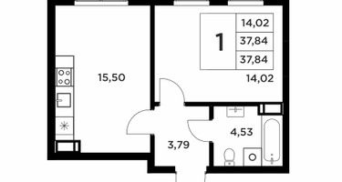 1-к. квартира, 37&nbsp;м²