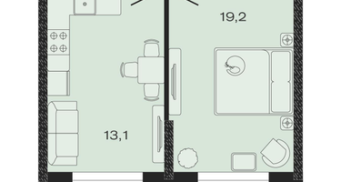 1-к. квартира, 40&nbsp;м²