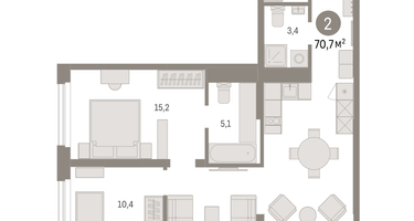 2-к. квартира, 70 м²
