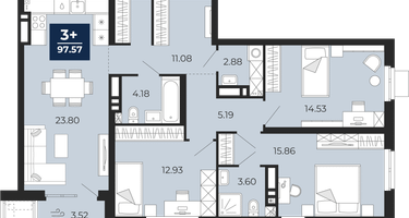 3-к. квартира, 94&nbsp;м²