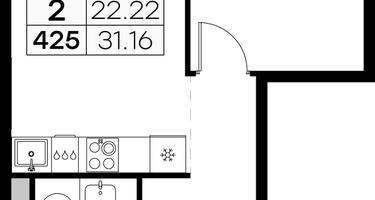 1-к. квартира, 31 м²