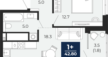 1-к. квартира, 41&nbsp;м²