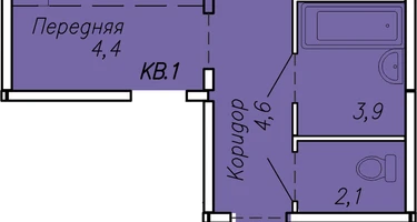 2-к. квартира, 61&nbsp;м²