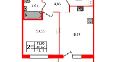 1-к. квартира, 41&nbsp;м²
