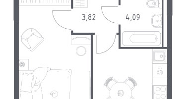 1-к. квартира, 34&nbsp;м²