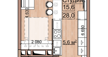 Студия, 28&nbsp;м²