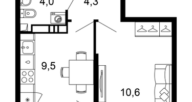 1-к. квартира, 29&nbsp;м²