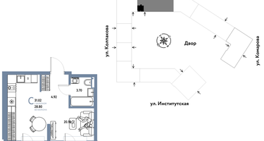 Студия, 31 м²