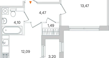 1-к. квартира, 37&nbsp;м²