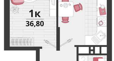 1-к. квартира, 35&nbsp;м²