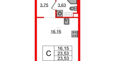 Студия, 23 м²