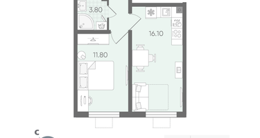1-к. квартира, 35 м²