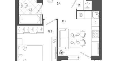 1-к. квартира, 35&nbsp;м²