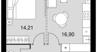 1-к. квартира, 41&nbsp;м²