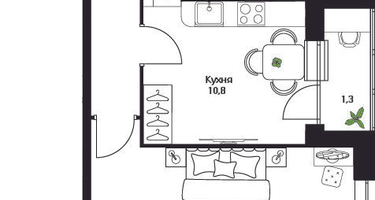 1-к. квартира, 41&nbsp;м²