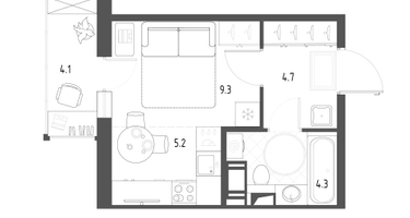 Студия, 24&nbsp;м²