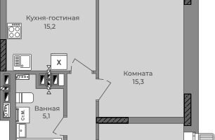 2-к. квартира, 58 м²