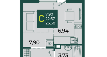 Студия, 26&nbsp;м²