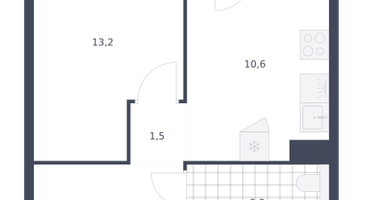 1-к. квартира, 38 м²