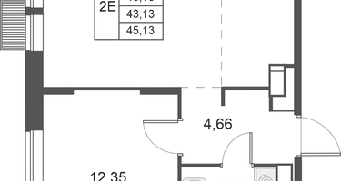 2-к. квартира, 43&nbsp;м²