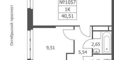 1-к. квартира, 40&nbsp;м²