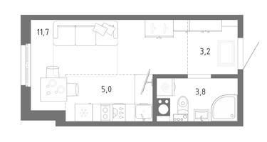 Студия, 23&nbsp;м²