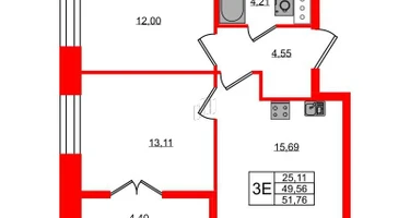 2-к. квартира, 51&nbsp;м²