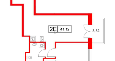 1-к. квартира, 41&nbsp;м²