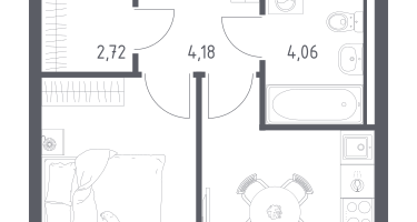1-к. квартира, 30&nbsp;м²