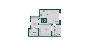 2-к. квартира, 46 м²