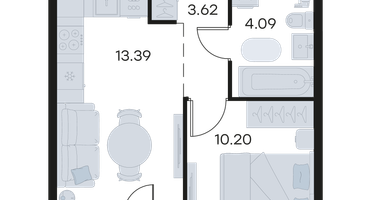 1-к. квартира, 32 м²