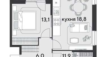 2-к. квартира, 59 м²