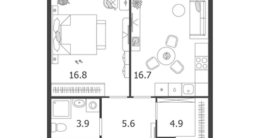 1-к. квартира, 47 м²