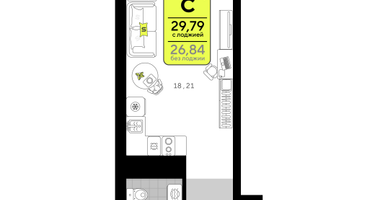 Студия, 29 м²