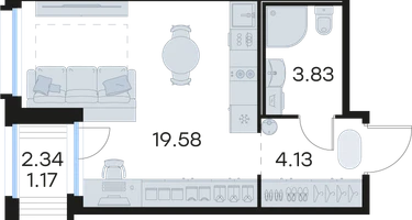 Студия, 28&nbsp;м²