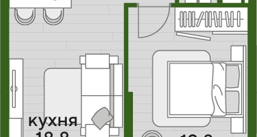1-к. квартира, 39 м²
